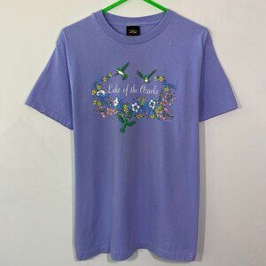 Vintage Single Stitch 90s Lake of the Ozarks Floral Hummingbird Graphic Shirt M